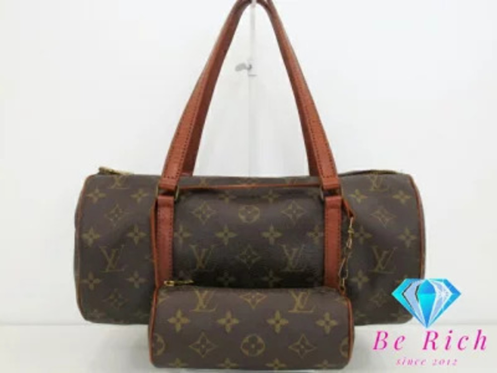 Louis Vuitton Handbag Monogram Papillon LV Pouch Clutch Cylindrical Round Bag